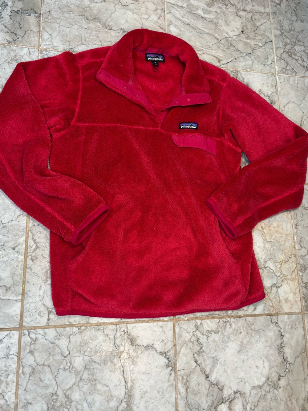 Patagonia Synchilla Polartec Thermal Women M Fleece Sherpa Sweatshirt Dark pink